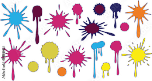 A colorful collection of paint splatters