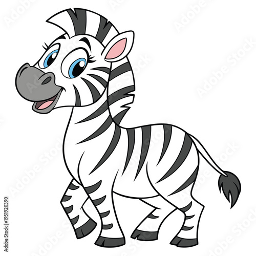 Cute cartoon baby zebra character