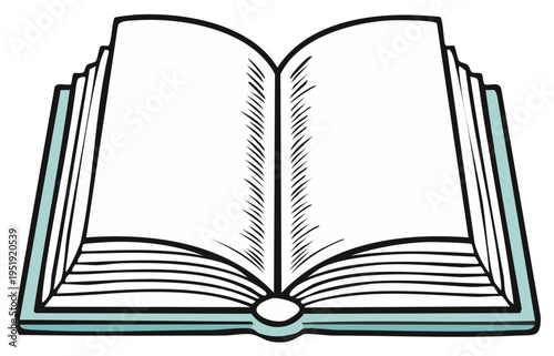 Open book illustration with blank pages for message or writing, clean design, educational tool for school