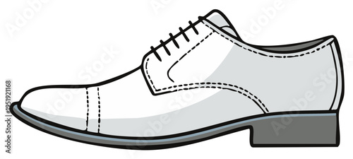Classic Oxford Shoe Illustration in Light Gray and Black with Laces