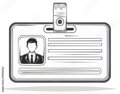 Business Employee ID Card in Vector Black and White