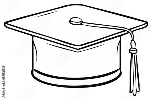 Black and White Graduation Cap with Tassel for Academic Achievement and Education Symbolism