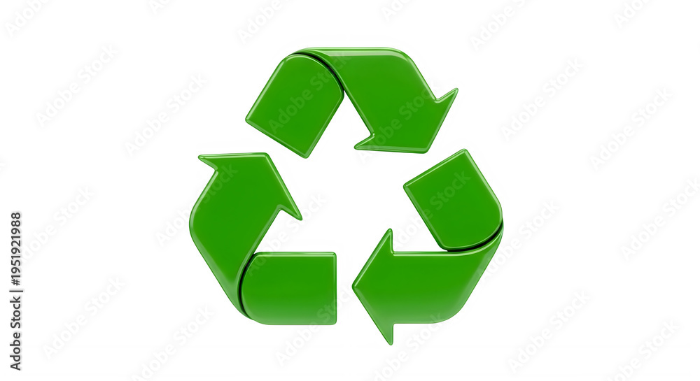 Fototapeta premium Green recycling symbol icon isolated PNG with Transparent Background