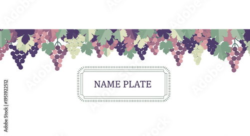 Elegant grapevine border with name plate for invitations and