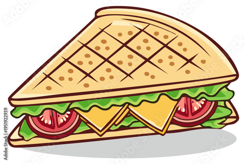 Delicious Grilled Sandwich with Cheese Lettuce and Tomato Slices