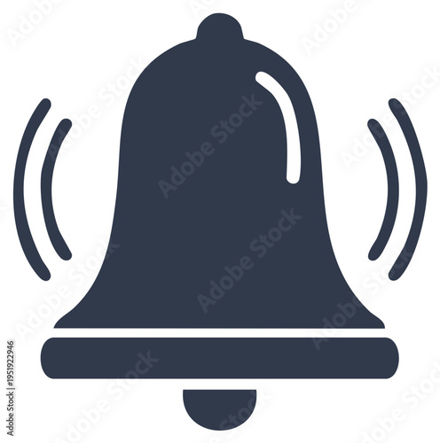 Icon of a ringing bell with sound waves, modern design