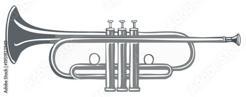 Illustration of a silver trumpet musical instrument