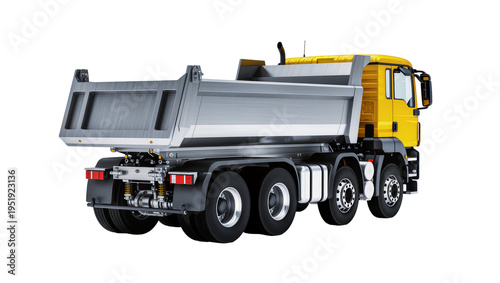 Bild auf Leinwand Heavy duty yellow and silver dump truck, a robust construction vehicle for indus