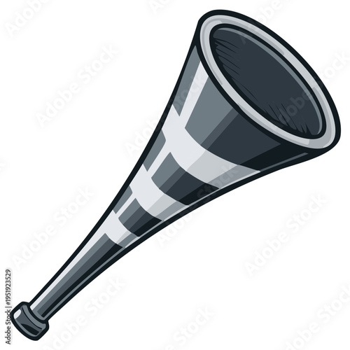 Stylized Cartoon Illustration of a Vuvuzela Horn, Isolated on White
