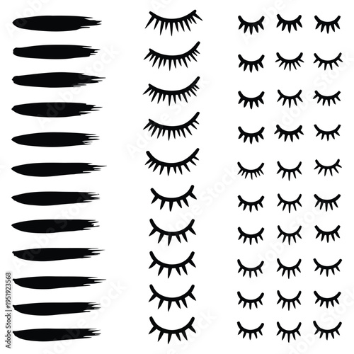 Collection of various false eyelash designs and individual lashes