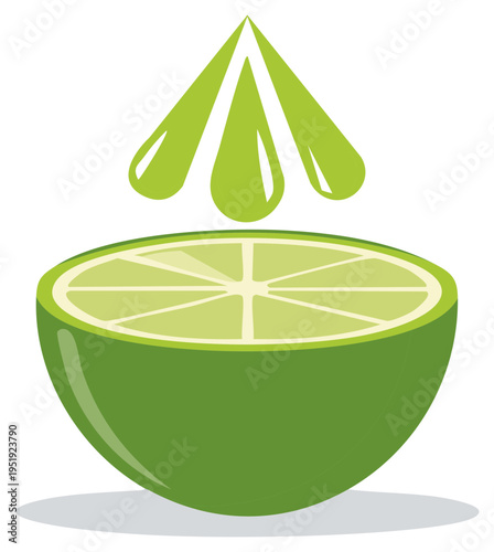Lime half with juice droplets illustration