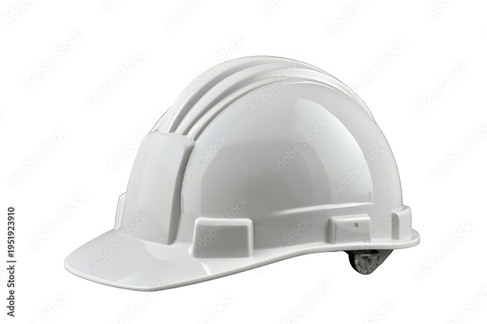 Fototapeta premium White safety helmet protecting head, essential personal protective equipment for construction industry workers and builders