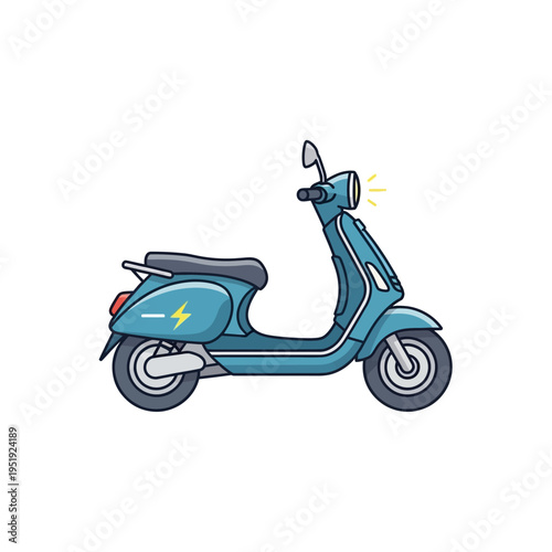 Electric blue scooter with lightning.