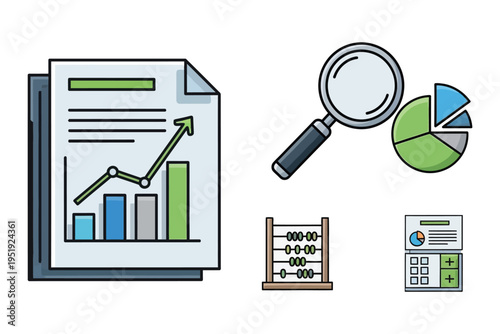 Business data analysis and statistics concept with graphs and charts