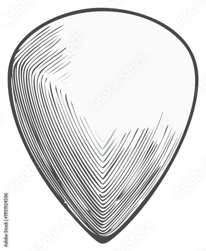 Hand Drawn Illustration of a Guitar Pick with Vintage Texture