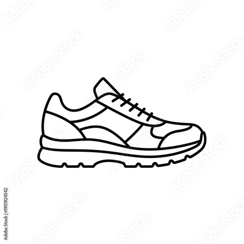 Running shoe with laces and sole.