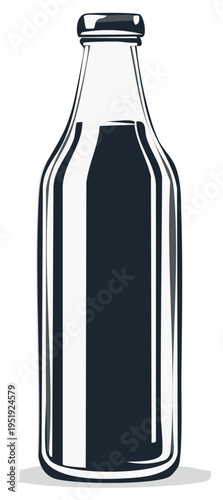 Dark Liquid Filled Glass Bottle with Metal Cap and Reflective Surface
