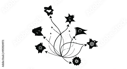 Multiple Ideas Branching from a Central Source with Strategic Icons