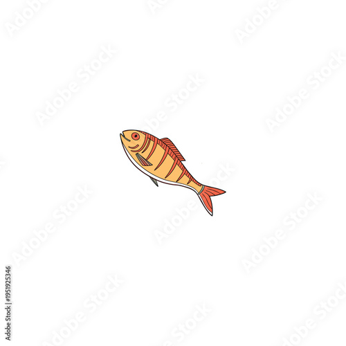 Fried-fish-colored-shape-art-Vector Illustration.
