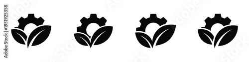 Earth Day Eco Technology Vector Illustration – April 22 Sustainable Industry Icon with Gear and Leaves, Green Energy, Environmental Innovation and Clean Technology Concept