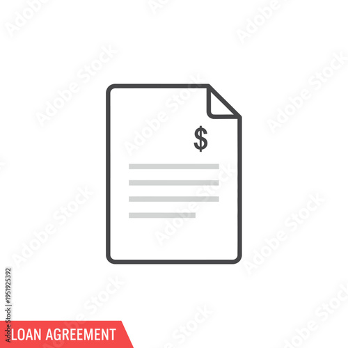 Loan agreement document with dollar sign.