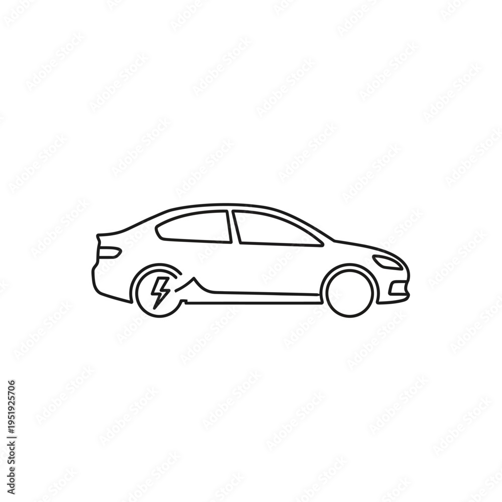 Fototapeta premium Electric car with charging symbol.