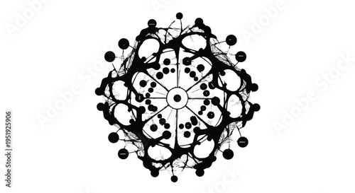Intricate black and white mandala design with skulls and floral patterns on white background, symbolizing life and death balance