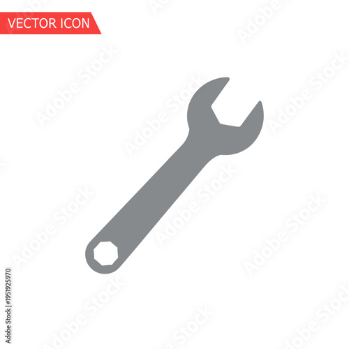 Gray Adjustable Wrench Tool Icon.