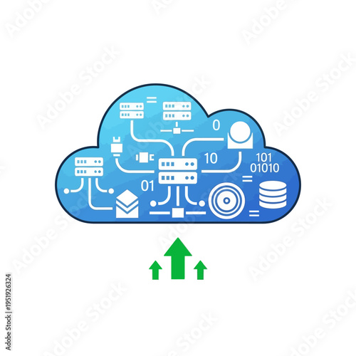 Cloud computing data transfer icon.