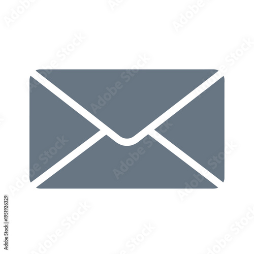 Gray Envelope Icon With White Lines.