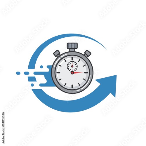 Stopwatch with Circular Motion Lines.
