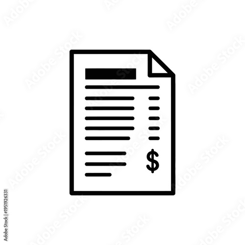 Bill Invoice with Dollar Sign.