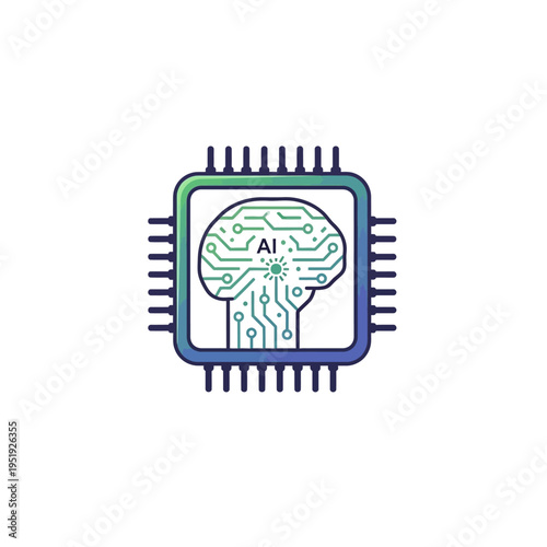 Artificial Intelligence Microchip Brain Illustration.
