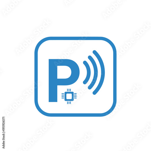 Blue wireless technology logo symbol.