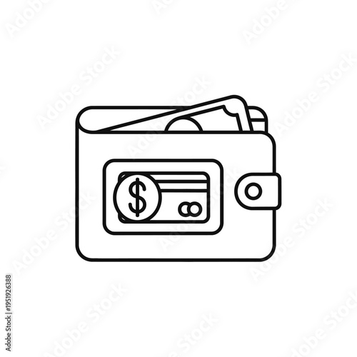 Wallet with money and dollar bill.