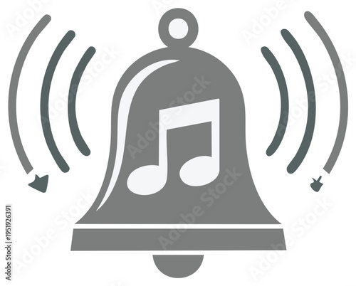 Musical Bell Icon With Sound Waves Emitting Notification Alert