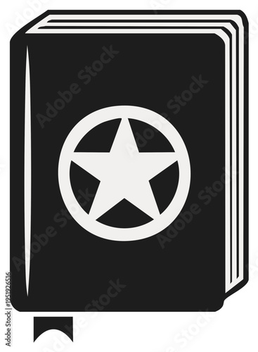 Black Hardcover Book with White Star Emblem and Bookmark