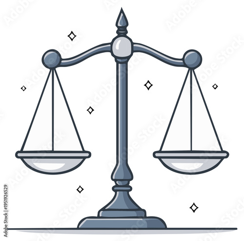 Illustration of antique balancing scales symbol of justice and law
