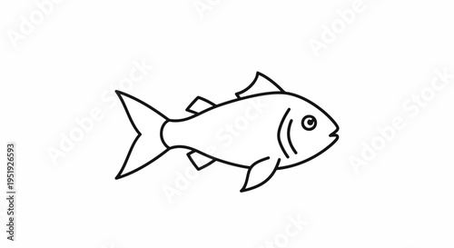 Drawing of a Marine Animal A Simple Line Drawing of a Finny Animal with a Tail Depicting an Aquatic Creature on a Plain Sheet Ideal for Aquatic Themes and Childrens Art Projects Line Art