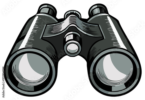 Illustration of Black Binoculars for Exploration, Observation, and Outdoor Activities