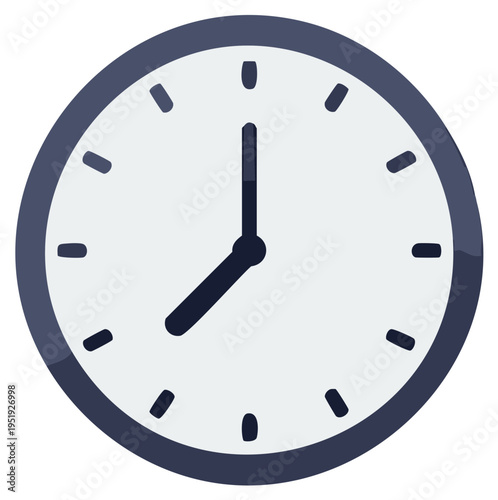 Analog Clock Illustration: Showing the Time Eight O'Clock, Visual Representation of Timekeeping on White Background