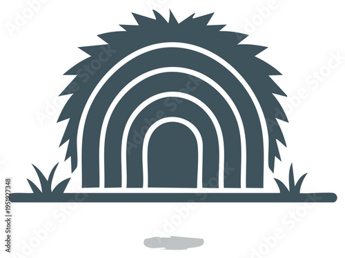 Stylized Illustration of Hay Bale and Green Grass