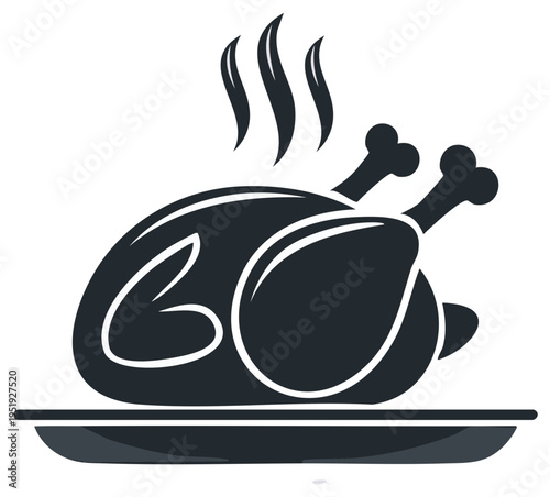 Roasted Turkey Dinner Illustration Festive Thanksgiving Holiday Graphic Design Element