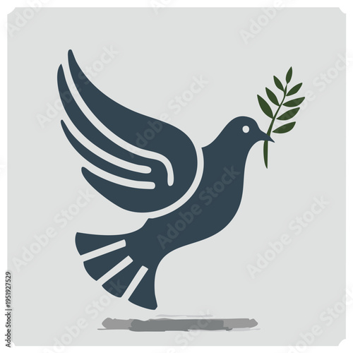 Silhouette illustration of a dove carrying an olive branch, symbol of peace and hope.