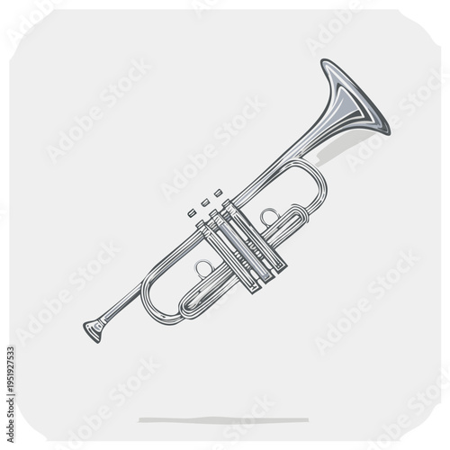 Illustration of a silver trumpet musical instrument