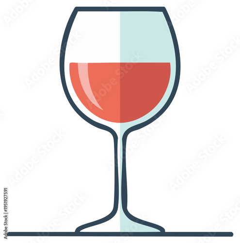 Elegant Glass of Red Wine: Simple Modern Vector Icon for Wine Drink Consumption