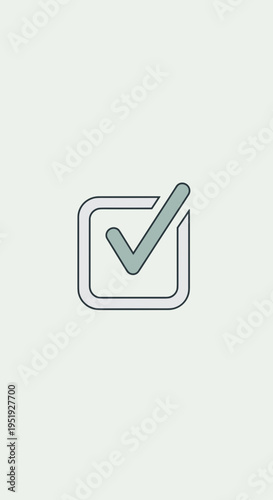 Green checkmark in a square box.