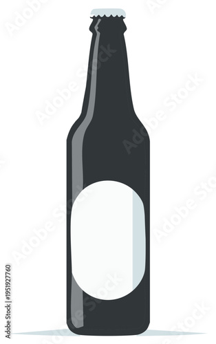 Stylized illustration of a dark beer bottle with blank white label for design