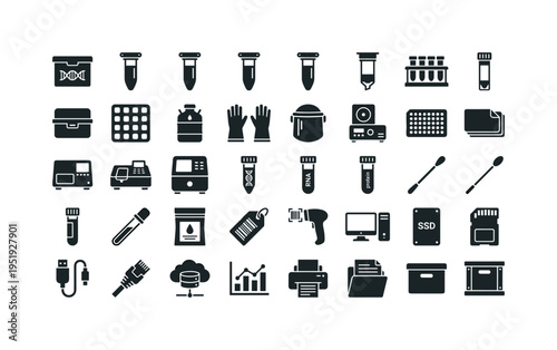 Genetic testing preparation accessories featuring DNA extraction kit box, lysis buffer tube, binding buffer tube, wash buffer tube