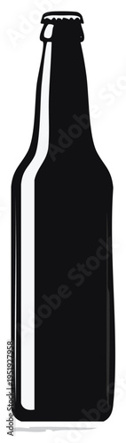 Black Glass Beer Bottle Illustration Isolated Silhouette Style